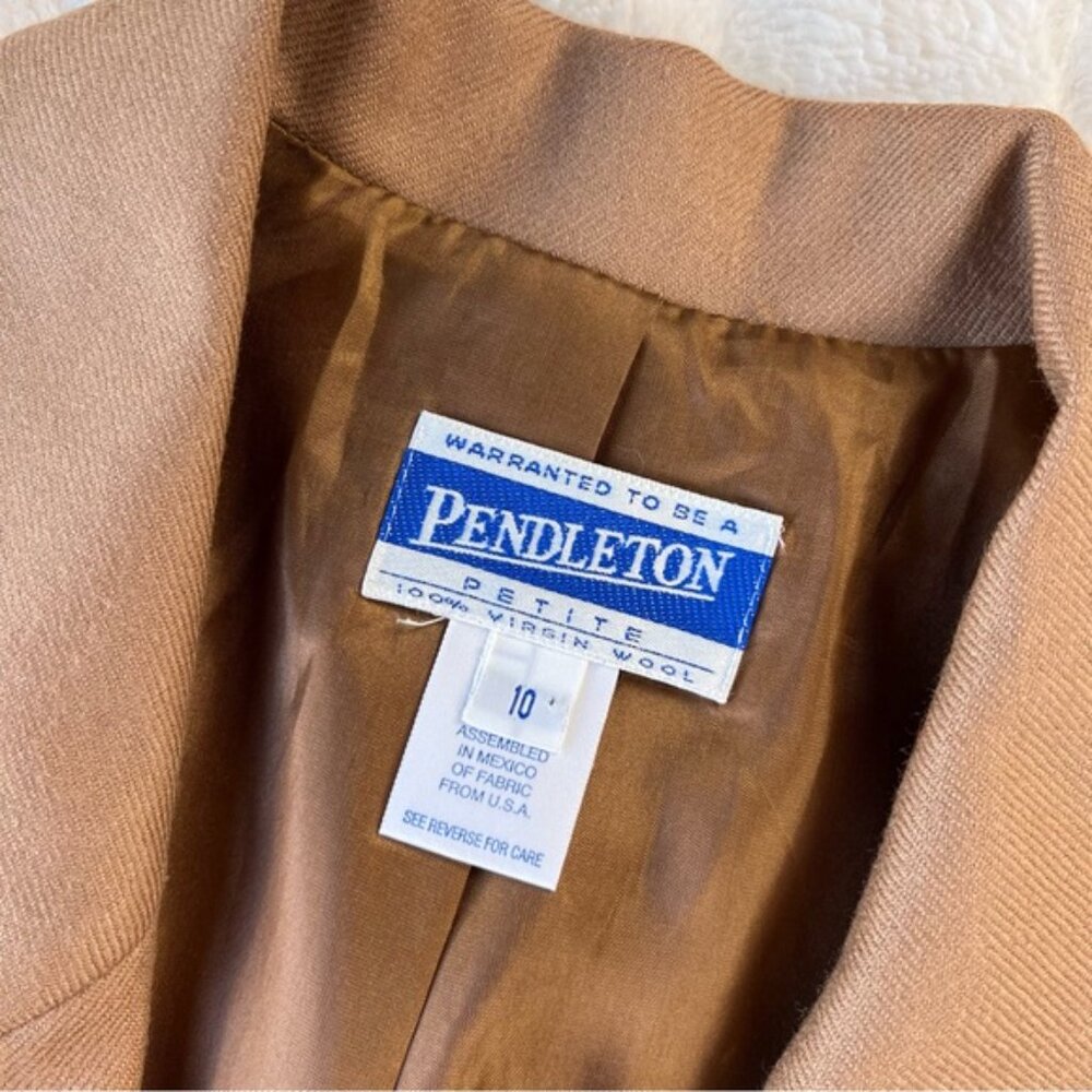 PENDLETON tan wool one-button blazer | size 10P - image 5